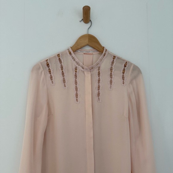 Elie Tahari powder pink silk Samaira long button down tunic blouse - Small - Picture 4 of 8